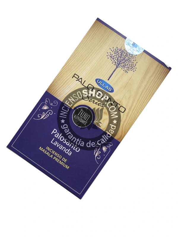 Incienso de palo santo con lavanda organica de Ullas agarbatti masala hecho a mano en caja de 12 uds de 15g