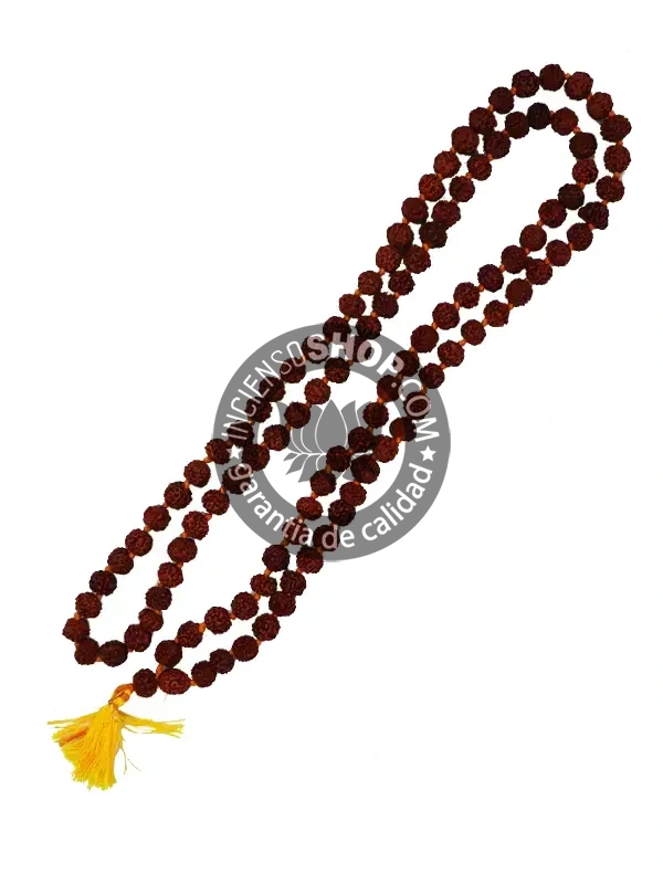 Mala rudraksha rosario de 108 cuentas para canto de mantras y meditación