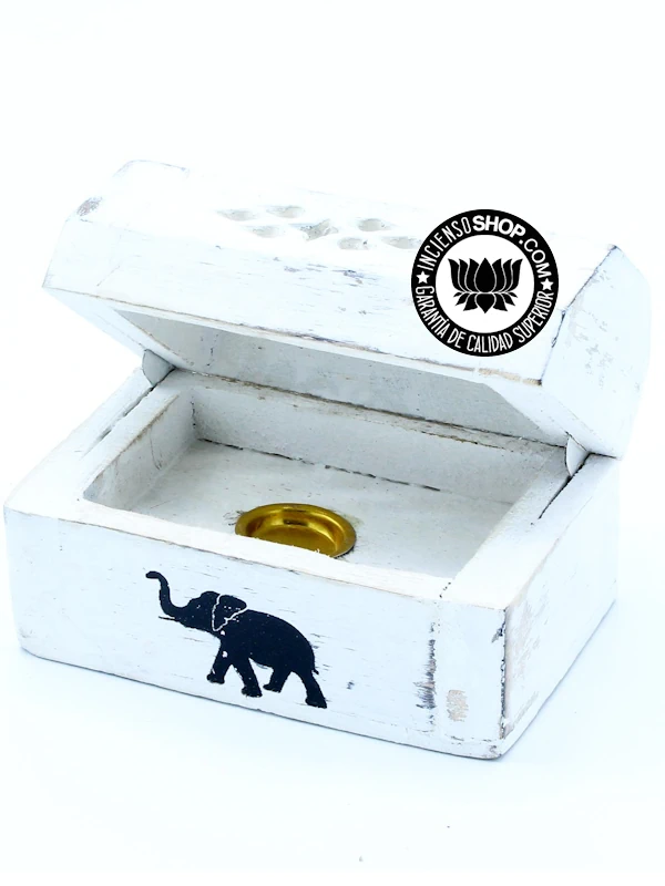 Porta incienso blanco para caja de conos de humo de 8 cm con acabado impecable