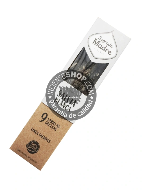 Incienso o sahumerio Salvia Blanca de Sagrada Madre organico unidad de 25g
