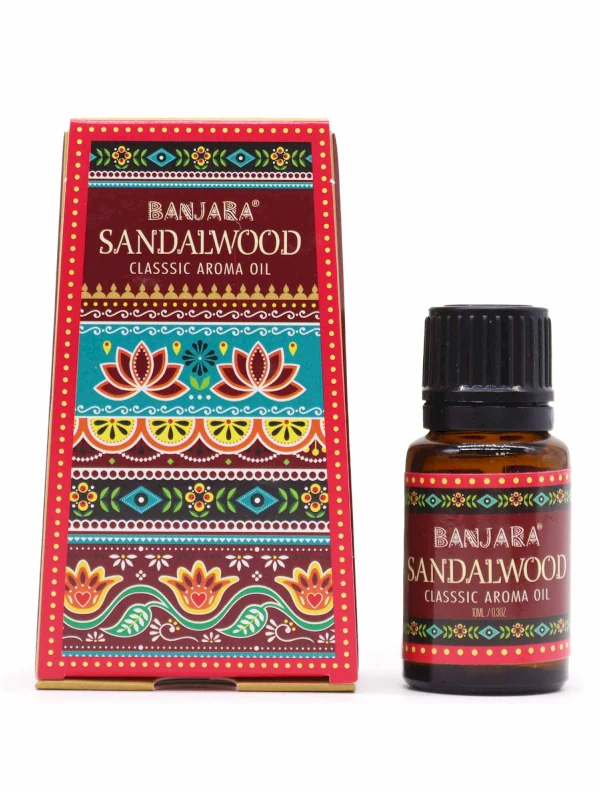 Esencia diluida o aroma de Sandalwood (Sándalo) de Banjara organico en unidad de 10ml