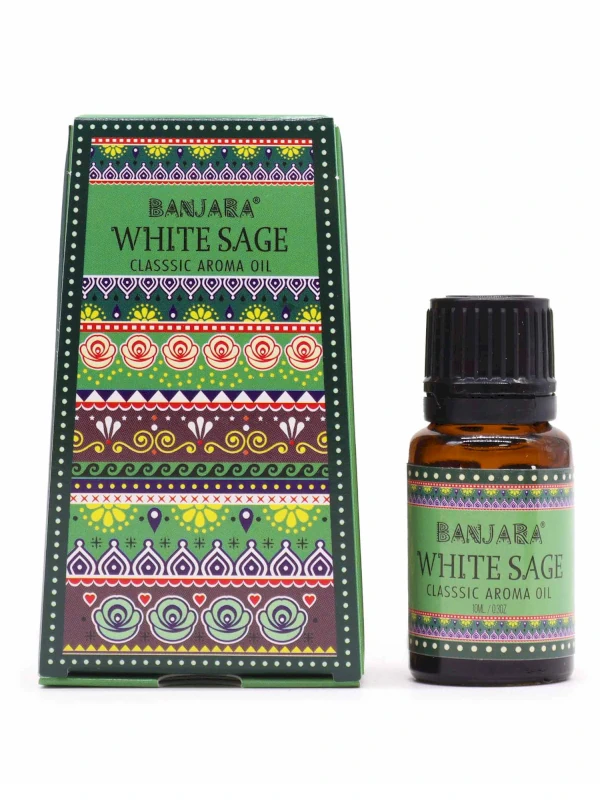 Esencia diluida o aroma de White Sage (Salvia Blanca) de Banjara organico en unidad de 10ml